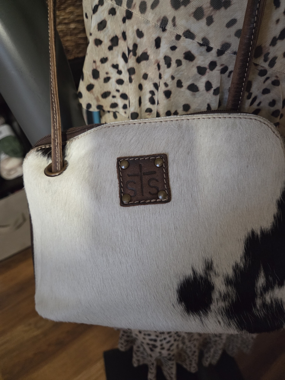 STS Ranchwear White & Black Hair-On Hide Crossbody Bag